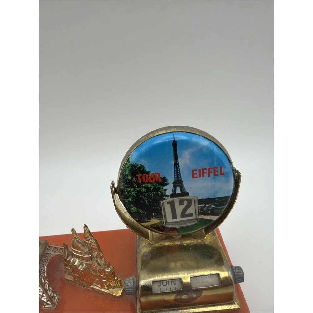 Vintage Paris Souvenir Perpetual Desk Calendar Eiffel Tower Arc De Triomphe